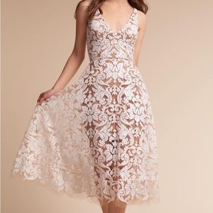 Dress The Population White Sequin Midi Dress